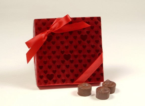 Red Heart Box Filled with Milk Chocolate Cherries